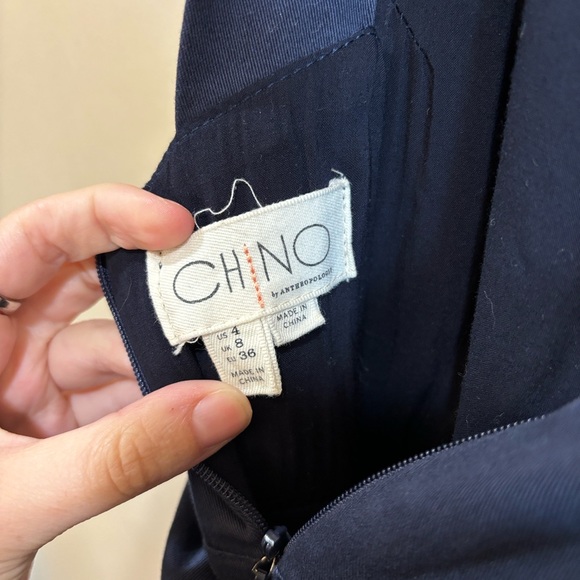 Anthropologie Chino Navy Wrap Top Wide Leg Jumpsuit Size 4 - Picture 5 of 5